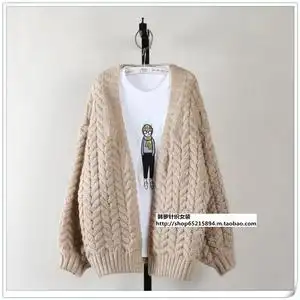 粗棒针毛衣开衫加厚女复古