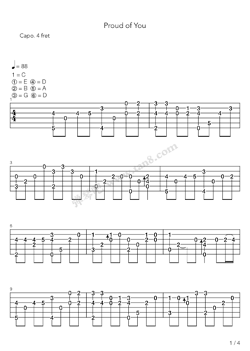吉他谱proudofyou挥着翅膀的女孩英文版