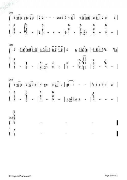 小美好插曲双手简谱预览 (共2张)下载试用普通disco-羊了个羊bgmriver