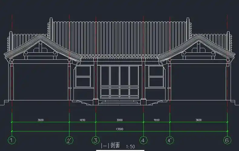 二进院标准四合院平面图