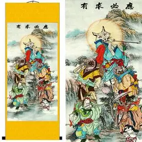 有求必应家仙画像胡黄白柳灰五大仙家挂画玄关客厅墙壁宣纸卷轴画