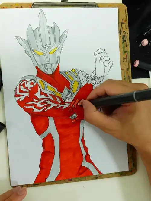 马克笔手绘雷古洛斯奥特曼全过程