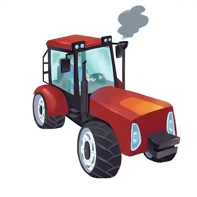 开心的开拖拉机 秋天拖拉机 卡通拖拉机 png素材