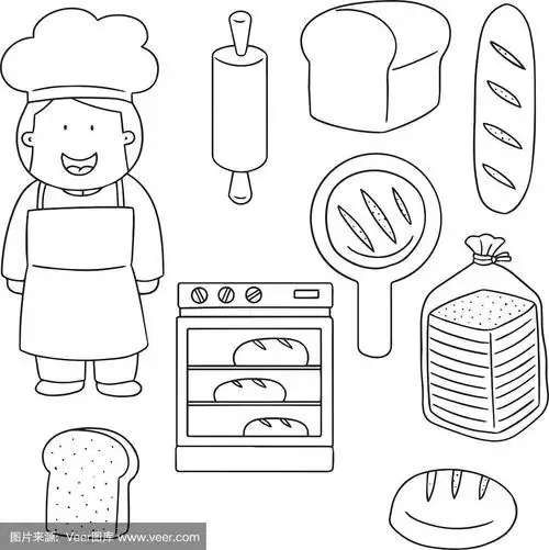 烘焙师,矢量,小圆面包,清新,面包