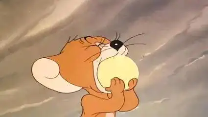 汤姆猫为了不让杰瑞吹口哨,喂杰瑞吃起了泡泡糖