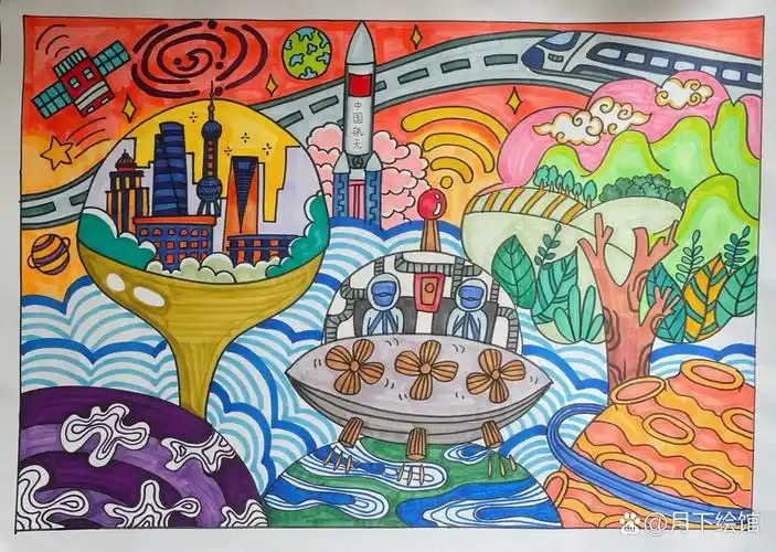 儿童科幻画 未来城市与生活