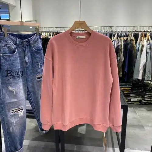 su春秋新款男士美式宽松套头亮色纯色休闲卫衣