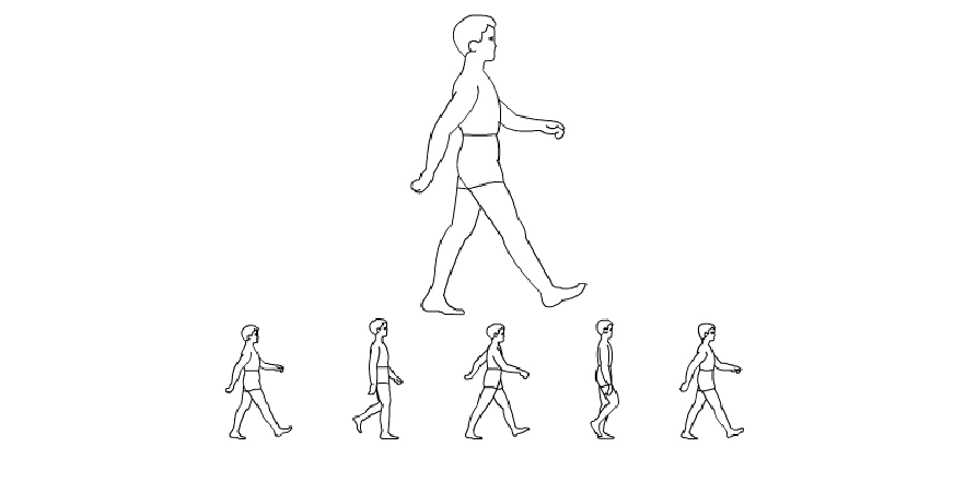 人侧面走路动画制作与走路动作分解