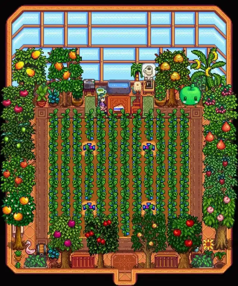 星露谷物语|温室布局 留出一定空间欣赏窗外风景,在温室一角享受下午