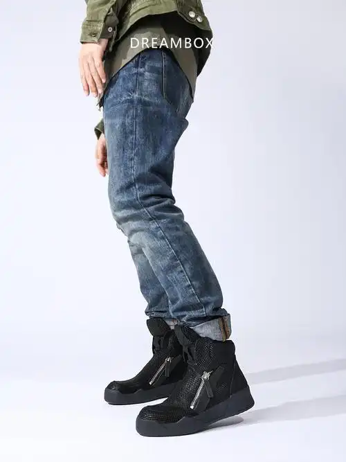 高帮鞋男韩版潮流黑色棉鞋男鞋真皮厚底男士休闲鞋高帮鞋