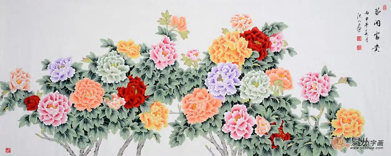 国画工笔 牡丹花鸟国画作品欣赏_易从资讯_新闻资讯_【易从网】-触屏