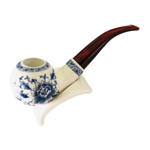 不挑款,随机发款式 陶瓷烟斗 9mm口径碳芯过滤瓷斗 青花烟斗