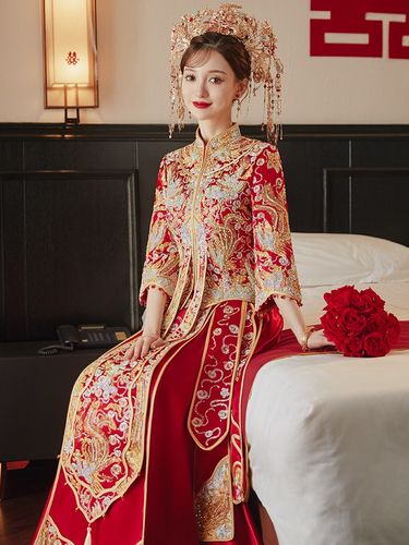 龙凤褂新娘秀禾服高级2023新款中式婚礼礼服结婚敬酒服大码秀和服