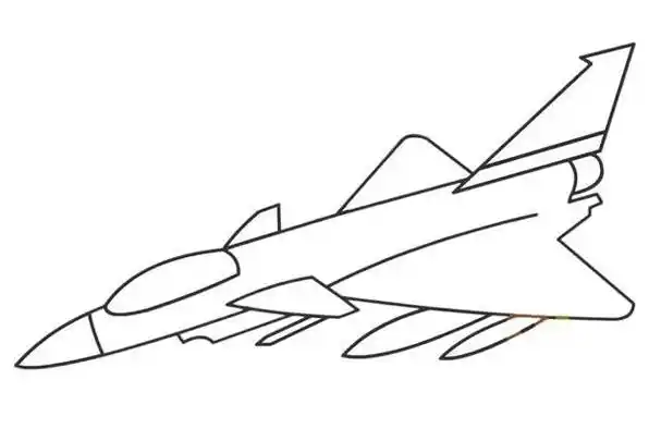 歼十战斗机简笔画彩色画法图片