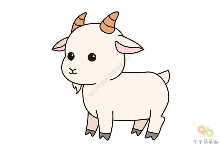 的山羊简笔画山羊简笔画怎么画十二生肖可爱的羊简笔画-站着的小绵羊