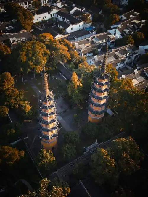 苏州罗汉院双塔航拍机位苏杭高空系列01