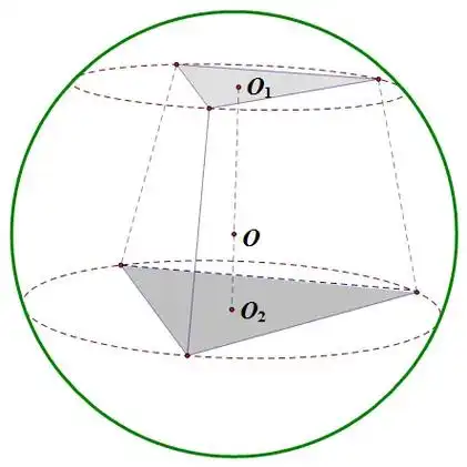 举个例子,这个球体内接一个正三棱台,它的上下底面给你的数据, - 抖音