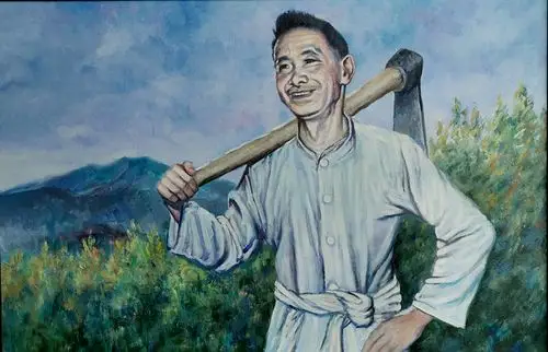 将军农民甘祖昌.(油画作者李强)