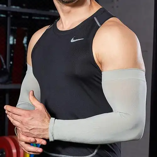 新品防晒衣袖男夏季冰丝防晒袖套冰爽男士冰袖男士纯色大码宽松加长男