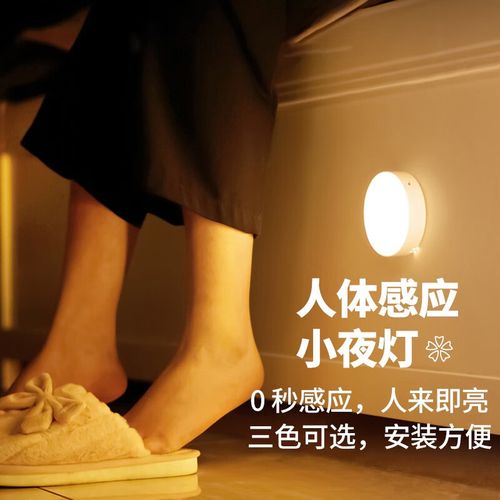 壁灯衣柜过道楼梯走廊车库免打孔安装起夜灯 【磁吸人体感应款】暖光