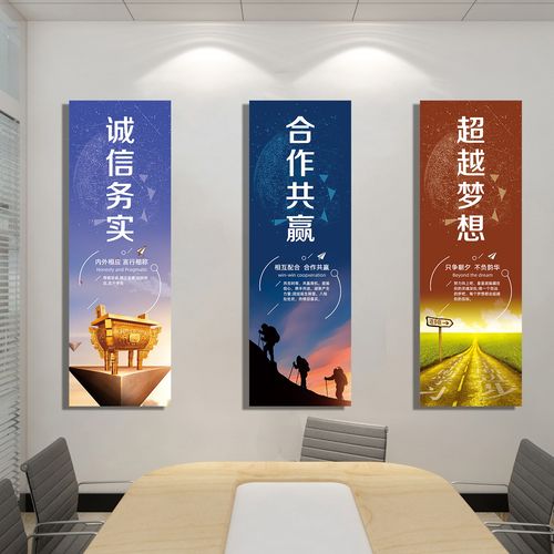 企业文化布置办公室墙面装饰公司氛围感会议室背景墙励志标语