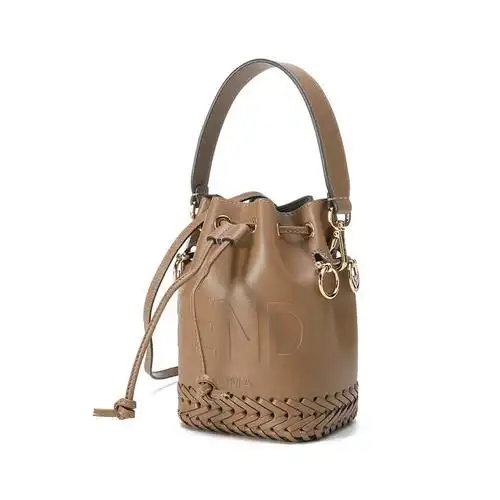 芬迪fendi女士montresor系列牛皮迷你手提单肩斜挎包抽绳包水桶包8bs