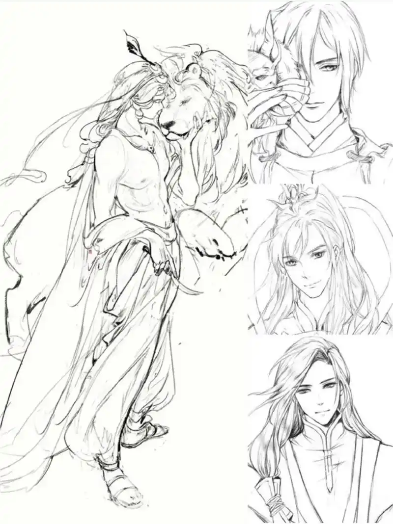 古风美男 线稿合集