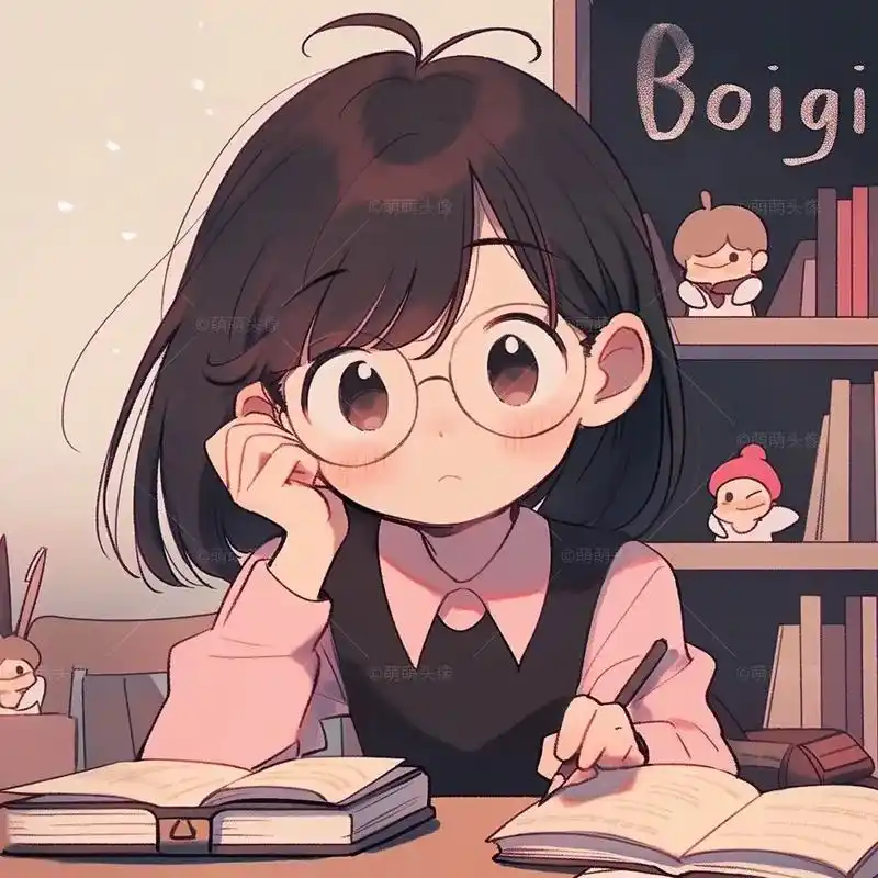 女孩学习头像|学习使我快乐.#超有氛围感的头像 #卡通头像  - 抖音