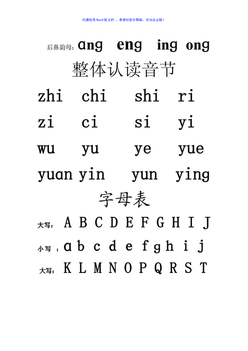 一年级拼音字母表word编辑doc3页