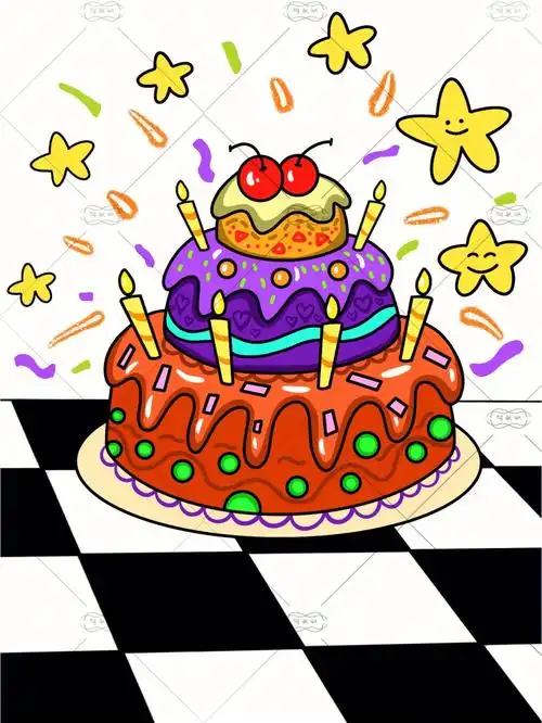 马克笔蛋糕少儿美术内附线稿儿童画作品