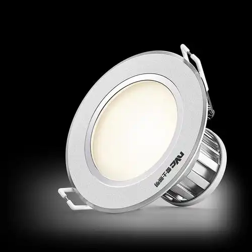 雷士照明led防雾筒灯银色铝材高亮射灯嵌入式天花洞灯吊顶开孔灯