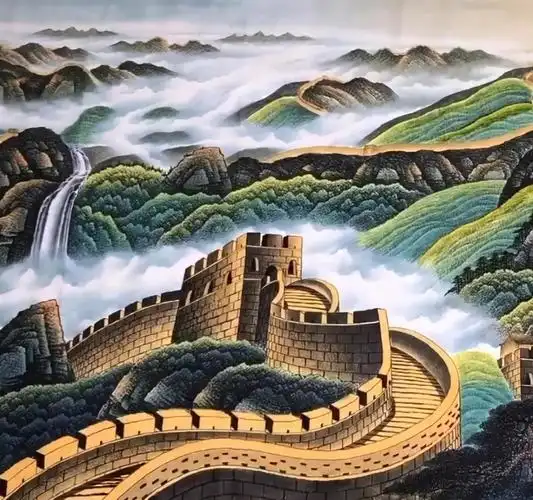民间高手画长城如金龙盘绕,细节绘画太认真,连龙鳞都清晰可见