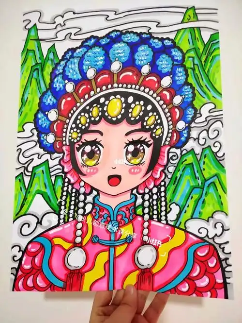 少儿美术动漫课程7-9岁课程京剧花旦