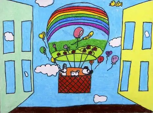 《窗外》/少儿绘画作品/儿童画/网络美术馆_中国少儿美术教育网