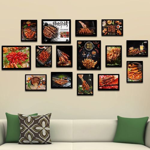 萌念餐厅墙面装饰画烧烤店串串火锅店背景墙面装饰画套装墙壁画创意的
