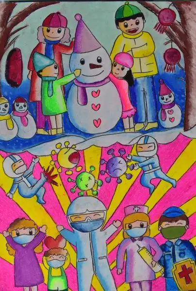 《抗击新冠加油》——罗文延(马来西亚,12岁)《冰雪