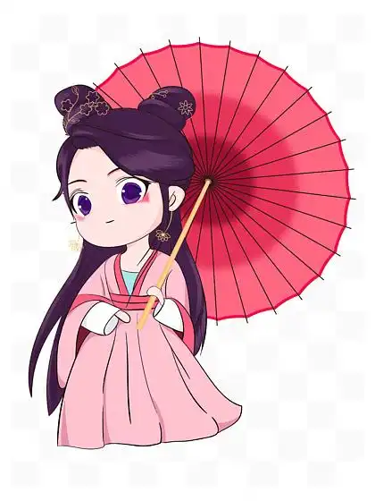 280窗帘古装美女插画8928062放花灯古风元宵节喜庆国潮美女灯笼17627