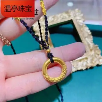 珠宝首饰>黄金>黄金吊坠>温亭>温亭老凤凰素圈平安扣吊坠挂绳黄金颈链