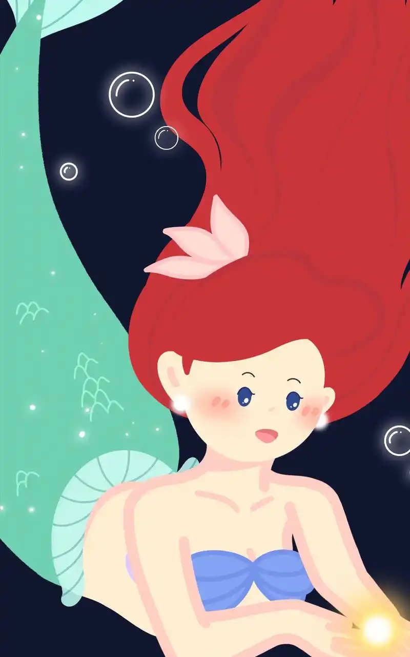 迪士尼公主|小美人鱼.q版小美人鱼壁纸附过程#procrea - 抖音