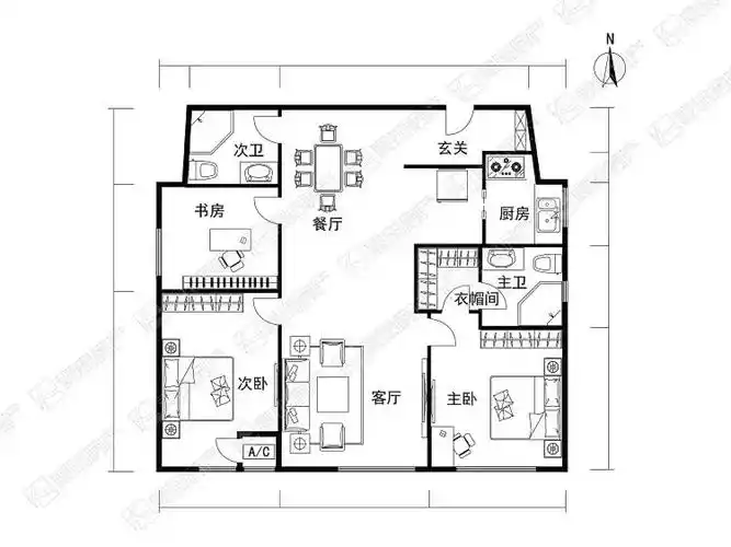 92聚宝盆户型  私家门厅