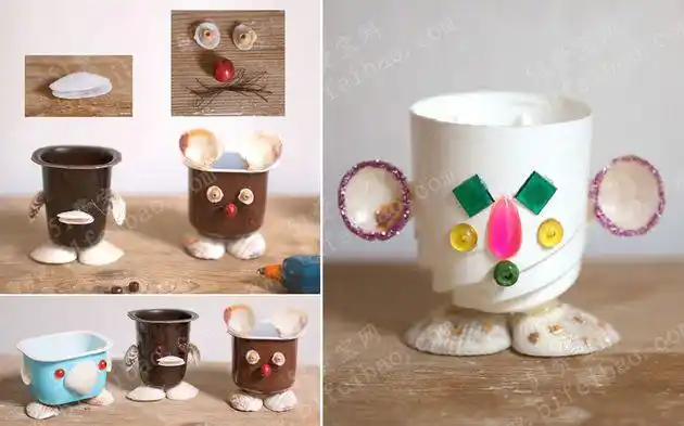 酸奶杯diy动物乐园多肉花盆罐教程 - 废物利用手工diy小制作 - 51费宝