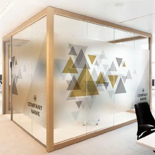 雅万旗舰店办公商务玻璃贴膜会议室静电磨砂贴纸uv彩白隔断层装饰贴可