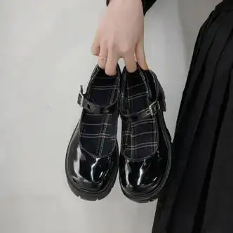 紫伦美日系小皮鞋女英伦风厚底增高大头鞋学院风洛丽塔学生配裙子漆皮