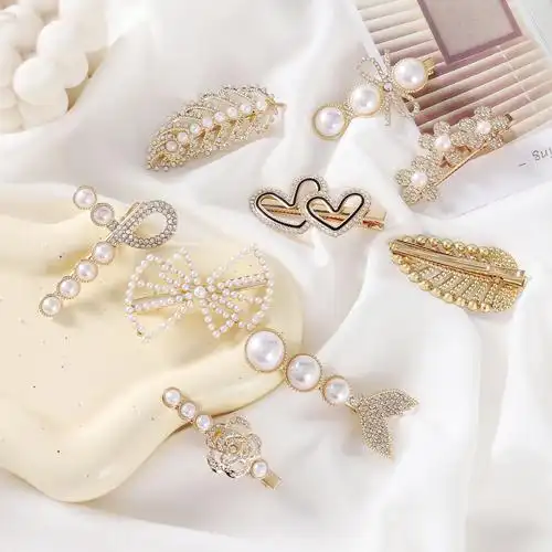 蝴蝶结珍珠发夹头饰网红少女刘海边夹韩国侧边后脑勺耳边发卡夹子