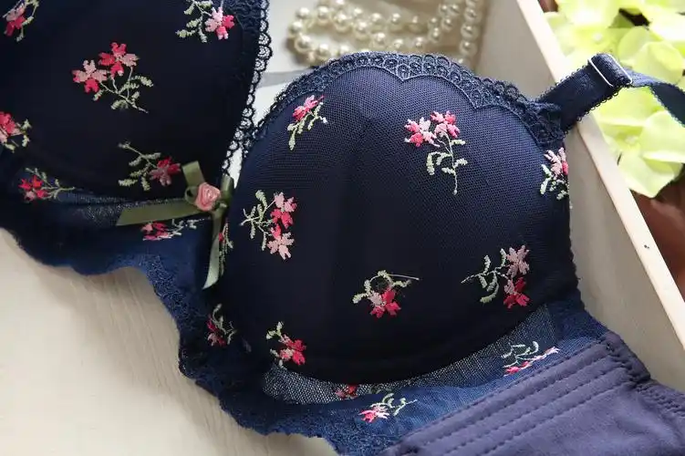 调整型高档刺绣小花朵可拆垫女士文胸套装批发供应调整型文胸套装