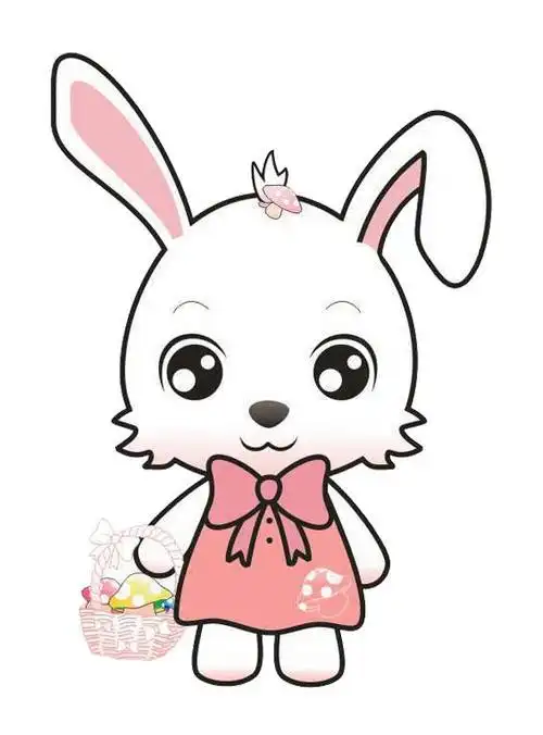 小白兔简笔画头饰彩色