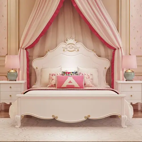 法式儿童童床轻奢皇冠公主少女梦幻城堡粉色女孩12m儿童床