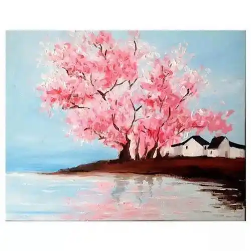 樱花水粉画儿童樱花水粉画