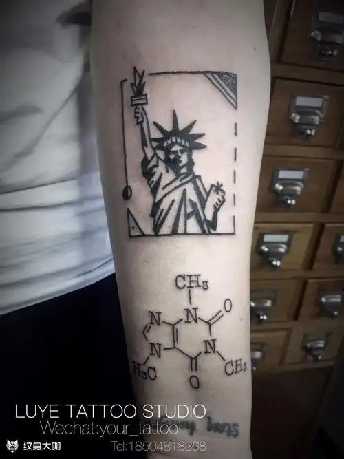 自由女神化学式_纹身图案手稿图片_萌的纹身作品集