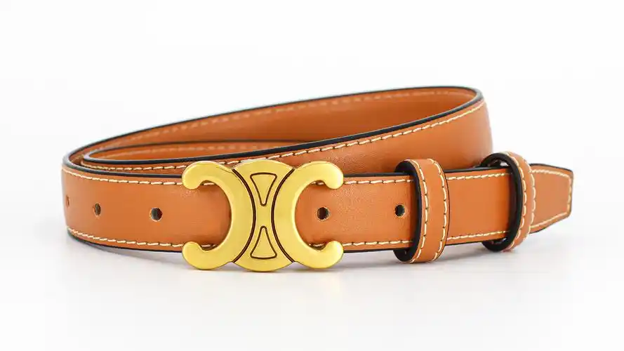 双c凯旋门皮带女士平滑扣真皮腰带时尚百搭裤带